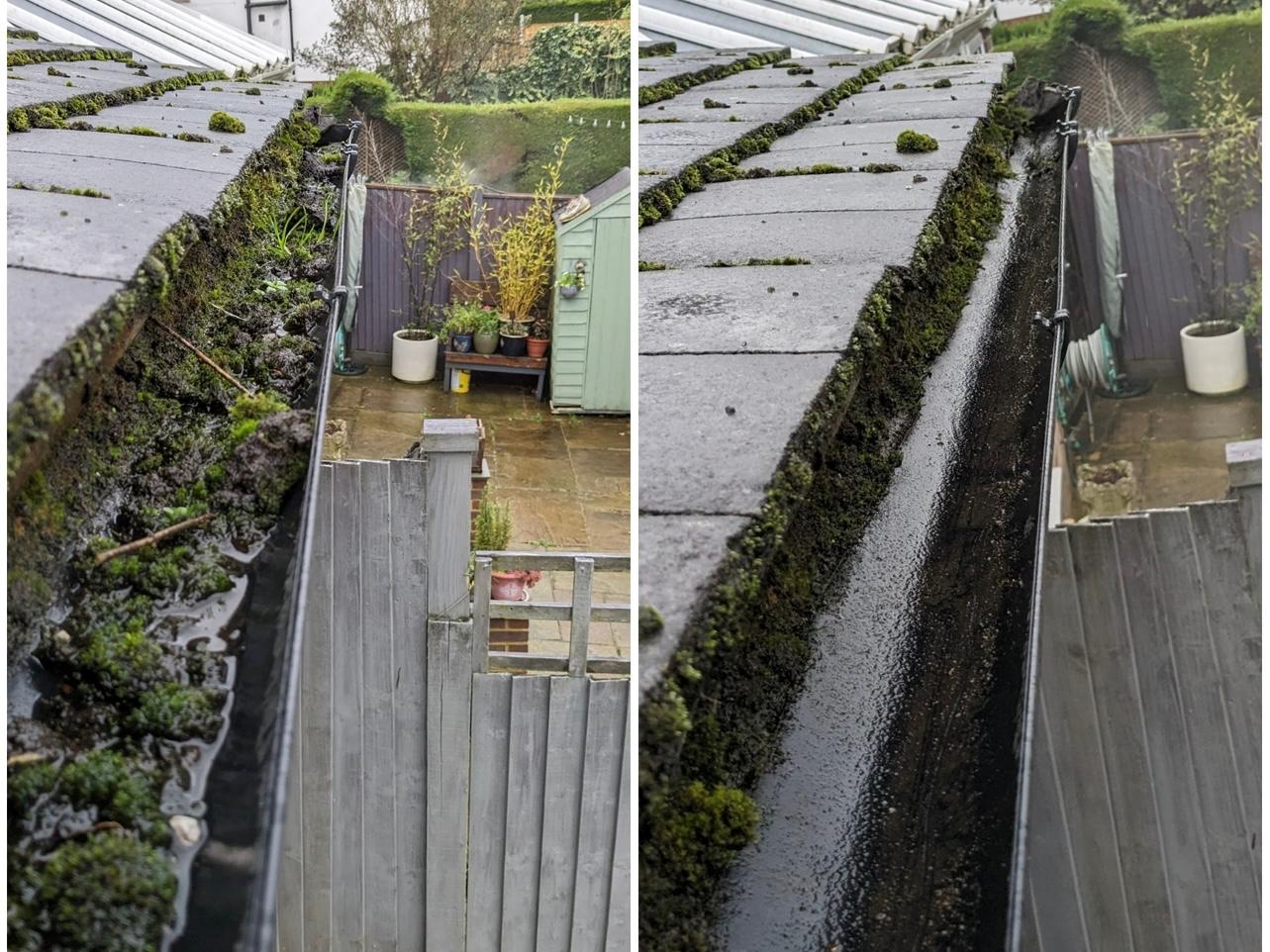 Before and After Gutter Cleaning